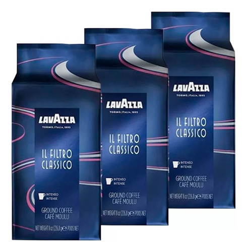 Pack 3x Cafe Italiano Lavazza Filtro Molido 1 Kg 