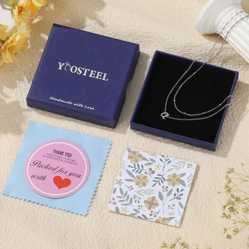Yoosteel Collares Con Inicial En Capas Para Mujer, Chapado E