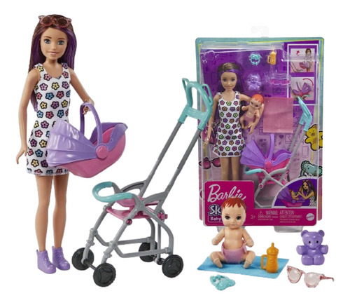 Muñeca Barbie Skipper Con Coche Y Bebe