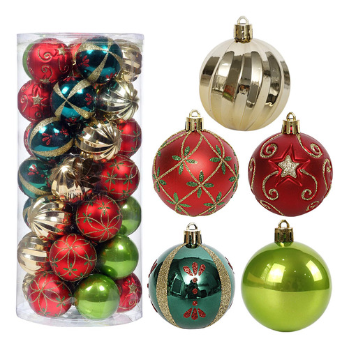 Bolas Pelotas Surtidas Para Arbol De Navidad Set De 35