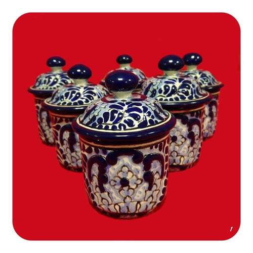 Imagen 1 de 4 de 6 Alhajeros Altos Talavera Poblana Barroca Azul 10x6 Cm Alj
