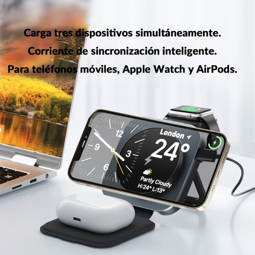 3 En 1 Soporte Carga Inalámbrico Para Iphone/iwatch/airpod T11-blanco