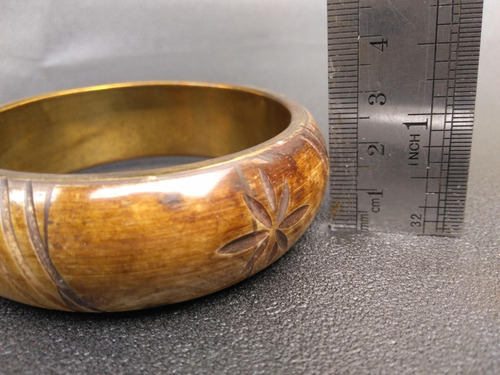 Gotica : Viejo Pulsera Bronce Y Hueso Pintado Rustico Zox