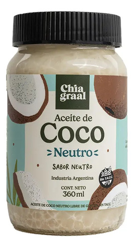 Chía Graal aceite de coco neutro sin tacc de 360ml