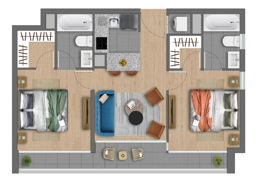 Arriendo Depto 2d2b, Metro San Alberto Hurtado, Est. Central