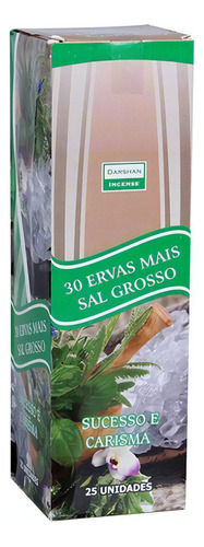 Incenso Indiano Darshan 30 Ervas + Sal Grosso Cx.25un.8v