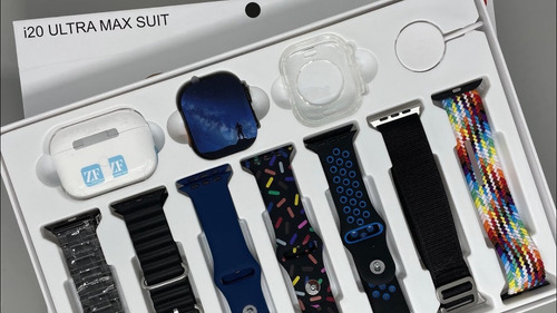 Smartwatch I20 Ultra Max Suit + 7 Mallas + Auriculares Pro3