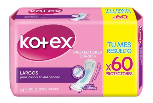 Kotex Multiforma Protectores Diarios Largos Sin Perfume 60 U