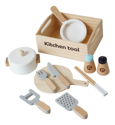 Juego De Cocina De Madera Con Pala Y Tenedor Montessori Para