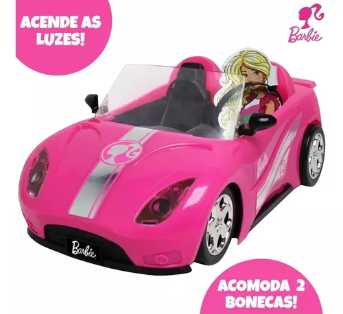 Carrinho Carro Rosa Conversível Boneca Compatível Com Barbie na