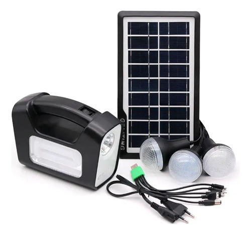 Kit Lampara De Emergencia Solar Camping Usb + 3 Ampolletas 