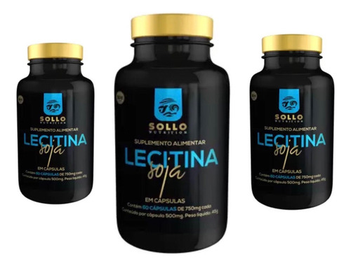 Lecitina De Soja - Promo - 3 Frascos - Sollo Nutrition