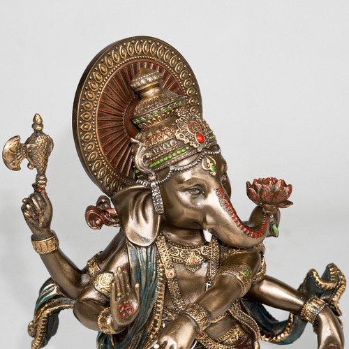 Ganesha Dançando Deusa Da Sabedoria Fortuna Resina 21cm