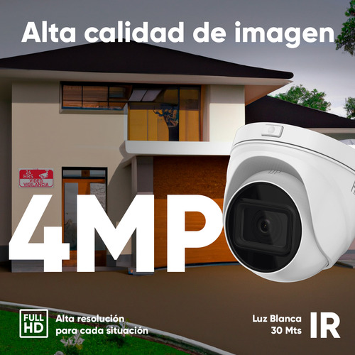 HiLook Cámara de seguridad Turret IP IPC-T641H-Z(C) 4 Megapíxeles Lente Motorizado 2.8 - 12 mm Máxima Seguridad 30 mts IR EXIR Protección Exterior IP67 PoE WDR 120dB Micro SD H.265+ Onvif