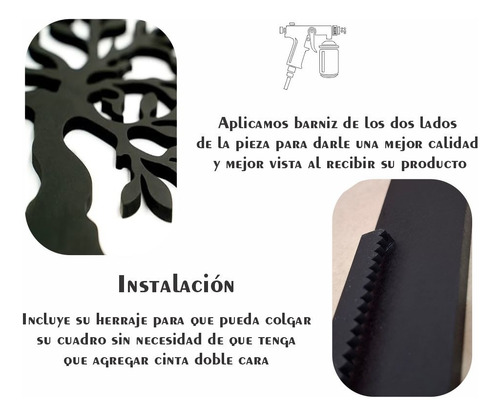 Cuadro Arbol Seco Corte Láser 50x120 Cm Negro Negro