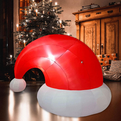 Gorro De Papá Noel Inflable De Navidad Con Luces Led