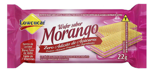 Biscoito Mini Wafer Zero Açúcar Lowçucar Morango 22g