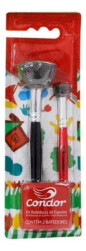 Kit 2 Batedor Espuma Condor Ref 515 Cor das cerdas Preto/Cinza