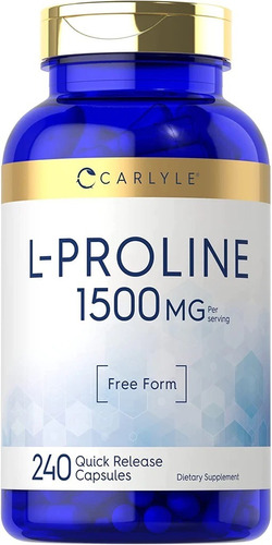 L Prolina L-proline 1500 Mg 240 Capsulas Premium Aminoacido