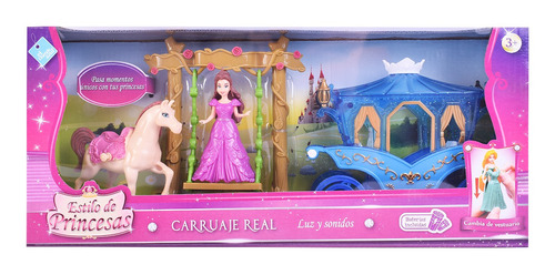 Imagen 1 de 9 de Carruaje Y Princesa Con Luz Y Sonido Simil Princesas Disney