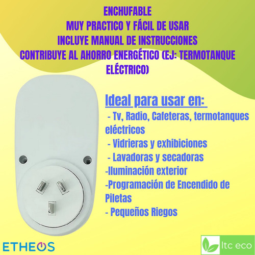Imagen 3 de 9 de Temporizador Electrico Timer Programable Digital 10a Etheos