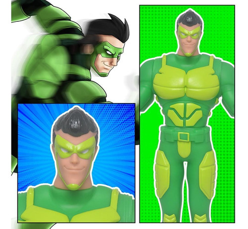 Imagem 3 de 5 de Boneco Articulado Grande Vigilante Verde C/ Máscara Menino