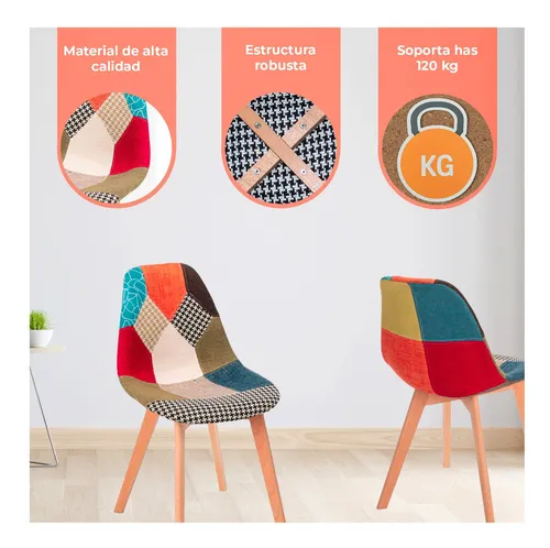 Pack 4 Sillas Eames Patchwork