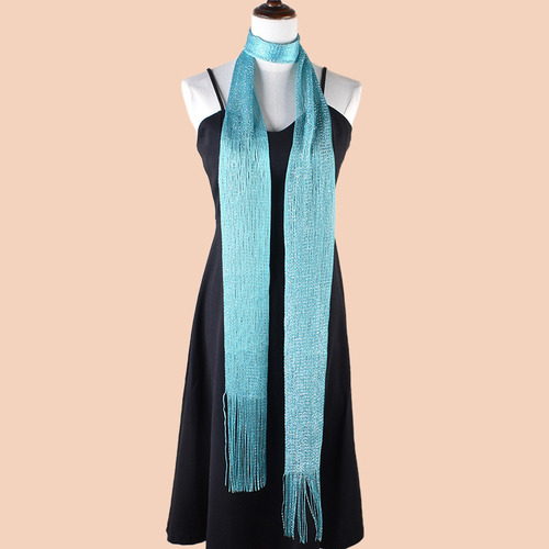 Bufanda De Cinta Con Borlas De Color Liso De Moda Para Mujer