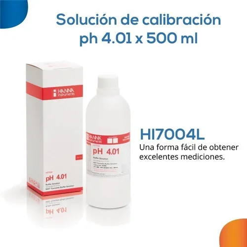 Solución De Calibración De Ph 4.01 Hanna Hi7004l 500 Ml