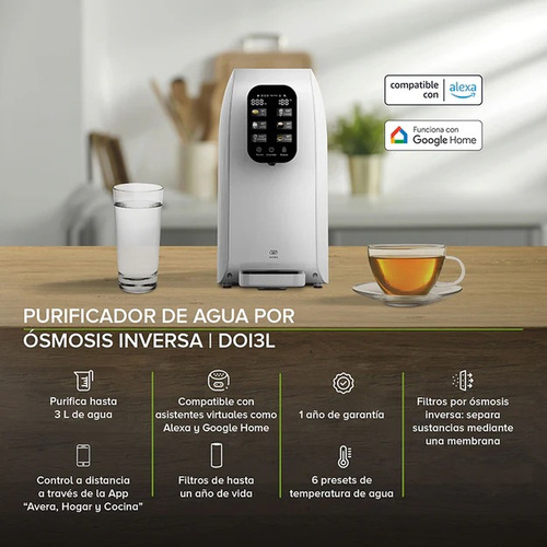 Avera Purificador De Agua Osmosis Inversa 3lt Con Wifi