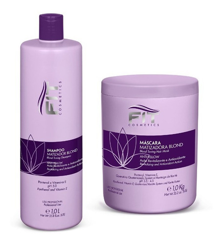 Kit Blond Matizador Fit Cosméticos Shampoo 1 L Máscara 1 Kg