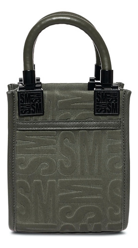 Bolsa Tote Bonit Steve Madden Con Logo Estampado Para Mujer Acabado de los herrajes Niquel Color Verde musgo Correa de hombro Negro