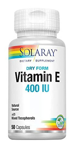 Solaray Dry Vitamina E-400 cápsulas, 50 count