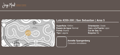 Lote Laguna #200-300 - San Sebastian - Area 5 - 1045m2 #id 1052