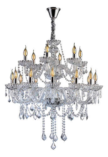 Lustre Pendente Cristal Candelabro Maria Tereza Nice 18 Lâmp Cor Transparente 110v/220v