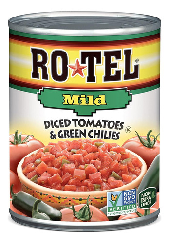 Ro-tel Tomates Suaves En Cubitos Y Chiles Verdes, 10 Oz, Paq