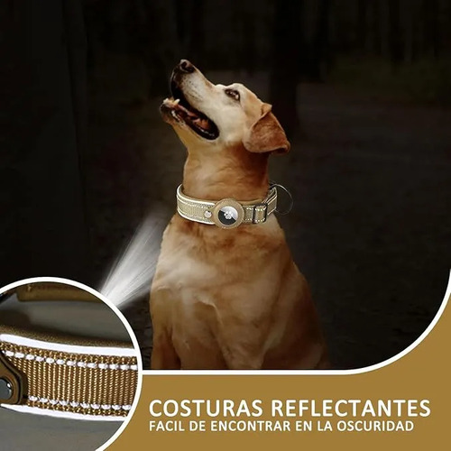 Collar Perro Airtag,con Funda Airtag,ajustable Caqui Corazones M