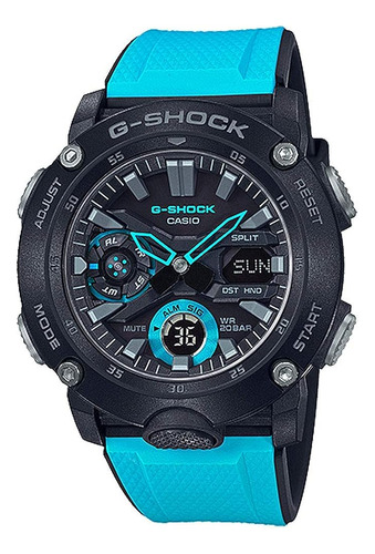 Reloj Casio Ga2000-1a2 Ga2000-1a2 G-shock Men's Blue/blac Color De La Correa Azul Color Del Bisel Acero Inoxidable Color Del Fondo Negro