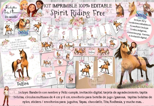 Kit Imprimible Candy Spirit Cabalgando Libre Editable 100%