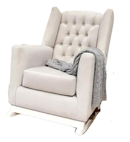 Imagen 1 de 10 de Sillon Mecedor Eider Con Capitone Tapizado En Pana