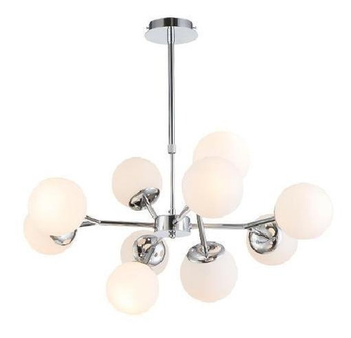 Lustre Pendente Pd9417-10.000 Columba 10 Lâmpadas Cromado Cor Branco