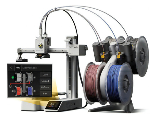 Impresora 3D Bambu Lab A1 mini Combo AMS Lite color gris con tecnología de impresión FDM
