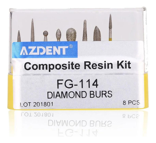 Kit Fresas Dentales Diamante, Resina, Granos Mixtos, 8 Uds