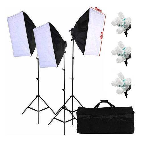 Kit Completo Para Iluminação Studio Fotografico 15 Lâmpadas