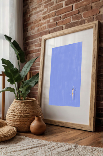 Lámina P Cuadro Mujer Nadando Natación Minimalista Moderno Multicolor Sin Armazón
