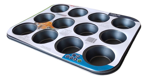 Molde Muffin P/ 12 Pzas Hot Spot Acero Carbono Antiadherente