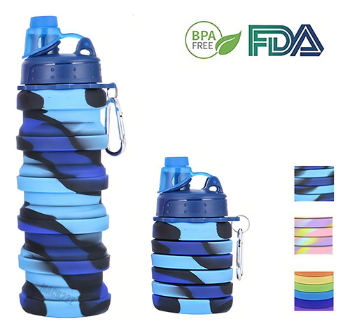 Botella Termo Plegable Silicon 500 Ml Gym Grado Alimenticio