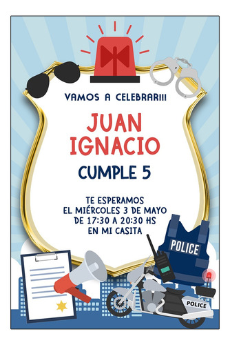 Policia Tarjeta Invitación Digital Imprimible Whatsapp