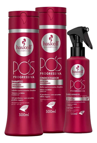 Haskell Pós Progressiva E Química Shampoo/cond 300ml + Leave