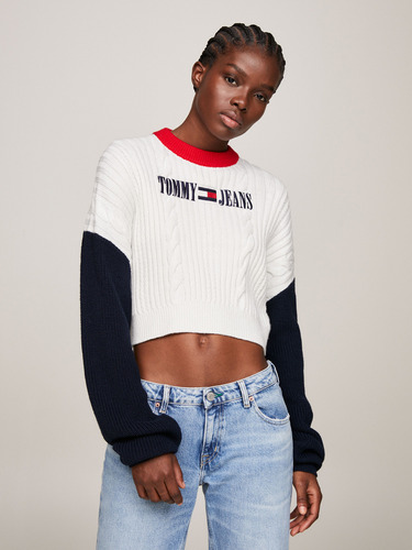 Sweater Trenzado Color Block Multicolor Tommy Jeans